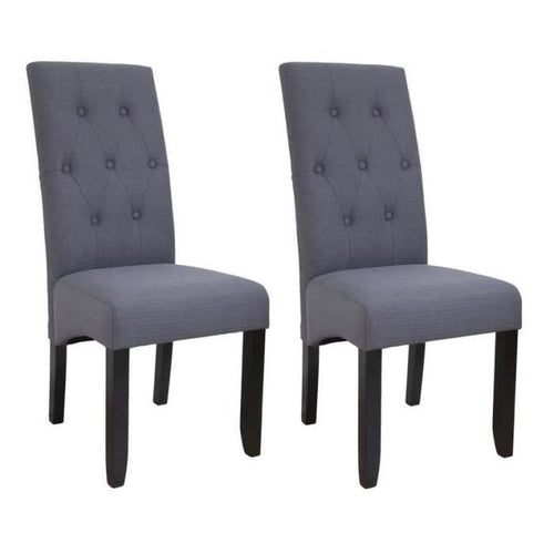 CUBA Set di 2 sedie da pranzo in tessuto grigio - Contemporaneo - L 48 x P 42 cm
