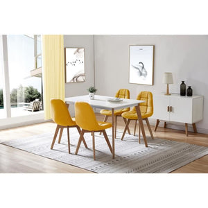 ANYA Set di 2 sedie da pranzo - Stile scandinavo - Tessuto giallo curry - L 44 x P 50 x H 84 cm