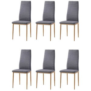 LAUREATE Set di 6 sedie da pranzo in legno effetto metallo - tessuto grigio - Contemporaneo - L 44 x P 43 cm