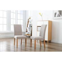 Carica l&#39;immagine nel visualizzatore di Gallery, ELYNA Set di 2 sedie da pranzo - Base in legno naturale - Tessuto di lino - L 47 x P 60 x H 100 cm