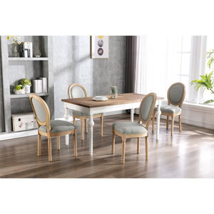 GRETA Set di 2 sedie per sala da pranzo - Gamba in legno - Tessuto grigio - L 49 x P 56 x H 96 cm