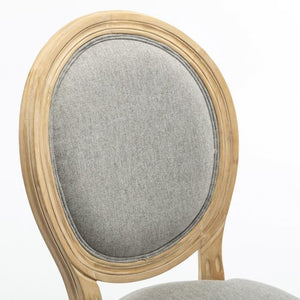 GRETA Set di 2 sedie per sala da pranzo - Gamba in legno - Tessuto grigio - L 49 x P 56 x H 96 cm