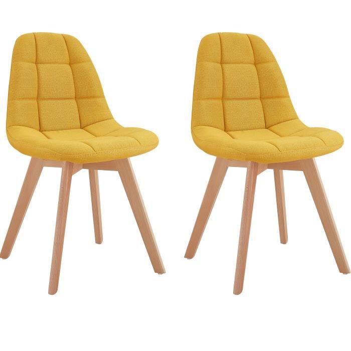 Sedia scandinava tessuto effetto velluto giallo senape ANYA