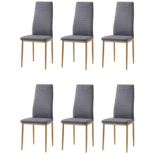 Carica l&#39;immagine nel visualizzatore di Gallery, LAUREATE Set di 6 sedie da pranzo in legno effetto metallo - tessuto grigio - Contemporaneo - L 44 x P 43 cm