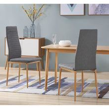 Carica l&#39;immagine nel visualizzatore di Gallery, LAUREATE Set di 6 sedie da pranzo in legno effetto metallo - tessuto grigio - Contemporaneo - L 44 x P 43 cm
