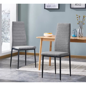 LAUREATE Set di 6 sedie da pranzo in metallo nero - Tessuto grigio melange - Contemporaneo - L 44 x P 43 cm