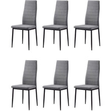 Carica l&#39;immagine nel visualizzatore di Gallery, LAUREATE Set di 6 sedie da pranzo in metallo nero - Tessuto grigio melange - Contemporaneo - L 44 x P 43 cm