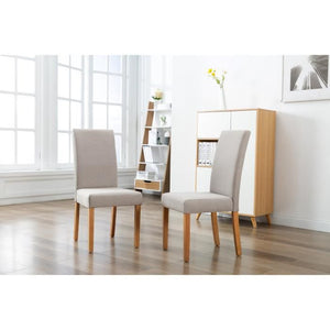 ELYNA Set di 2 sedie da pranzo - Base in legno naturale - Tessuto di lino - L 47 x P 60 x H 100 cm