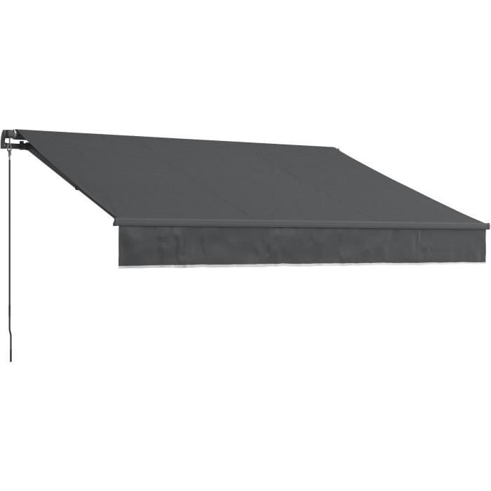 BEAURIVAGE Tenda da sole manuale 3 x 2 m senza cassonetto - tela grigio antracite con struttura grigio antracite