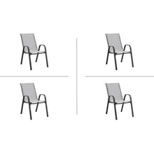 Carica l&#39;immagine nel visualizzatore di Gallery, Set di 4 poltrone - acciaio e tessile - altezza del sedile: 41 cm - grigio