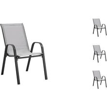 Carica l&#39;immagine nel visualizzatore di Gallery, Set di 4 poltrone - acciaio e tessile - altezza del sedile: 41 cm - grigio