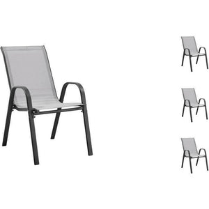 Set di 4 poltrone - acciaio e tessile - altezza del sedile: 41 cm - grigio