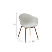 Carica l&#39;immagine nel visualizzatore di Gallery, Set di 2 poltrone scandinave - Seduta in plastica, gamba in acciaio con decoro in legno naturale - Bianco