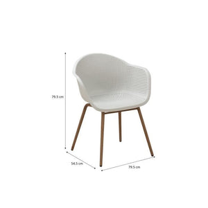Set di 2 poltrone scandinave - Seduta in plastica, gamba in acciaio con decoro in legno naturale - Bianco