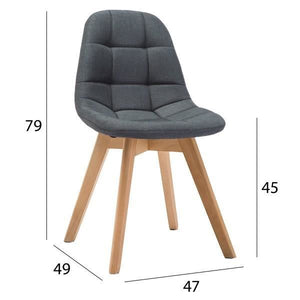 ANYA Set di 2 sedie da pranzo - Stile scandinavo - Tessuto grigio scuro - L 44 x P 50 x H 84 cm