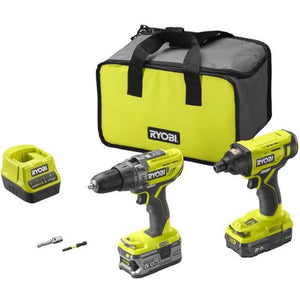 RYOBI One + Duo Trapano a percussione + Avvitatore a percussione a batteria 18V - R18PDID2-252S - Batterie 2 e 5 Ah - custodia