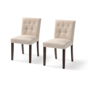 Set di 2 sedie in tessuto beige e legno marrone - L 47 x P 58 x H 84 cm - HANSON